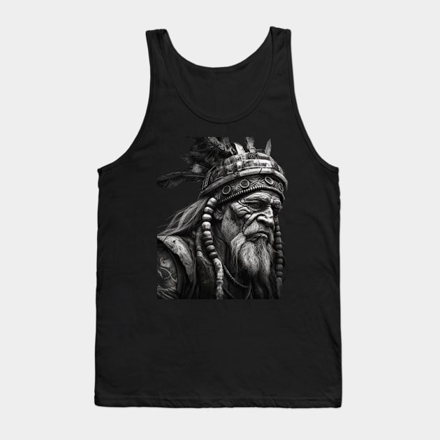 Ayahuasca And the Old Shaman Black and White Tank Top by FrogandFog